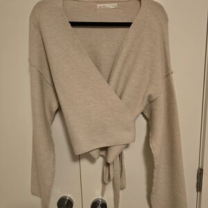 Oak And Fort Women's Beige Wrap Sweater